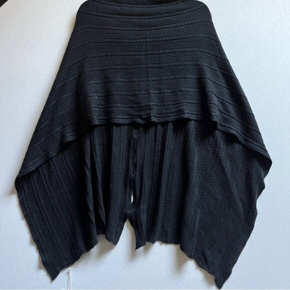 NWT Blue Sky organic bamboo cotton cable knit shawl sweater cape - Picture 2 of 8